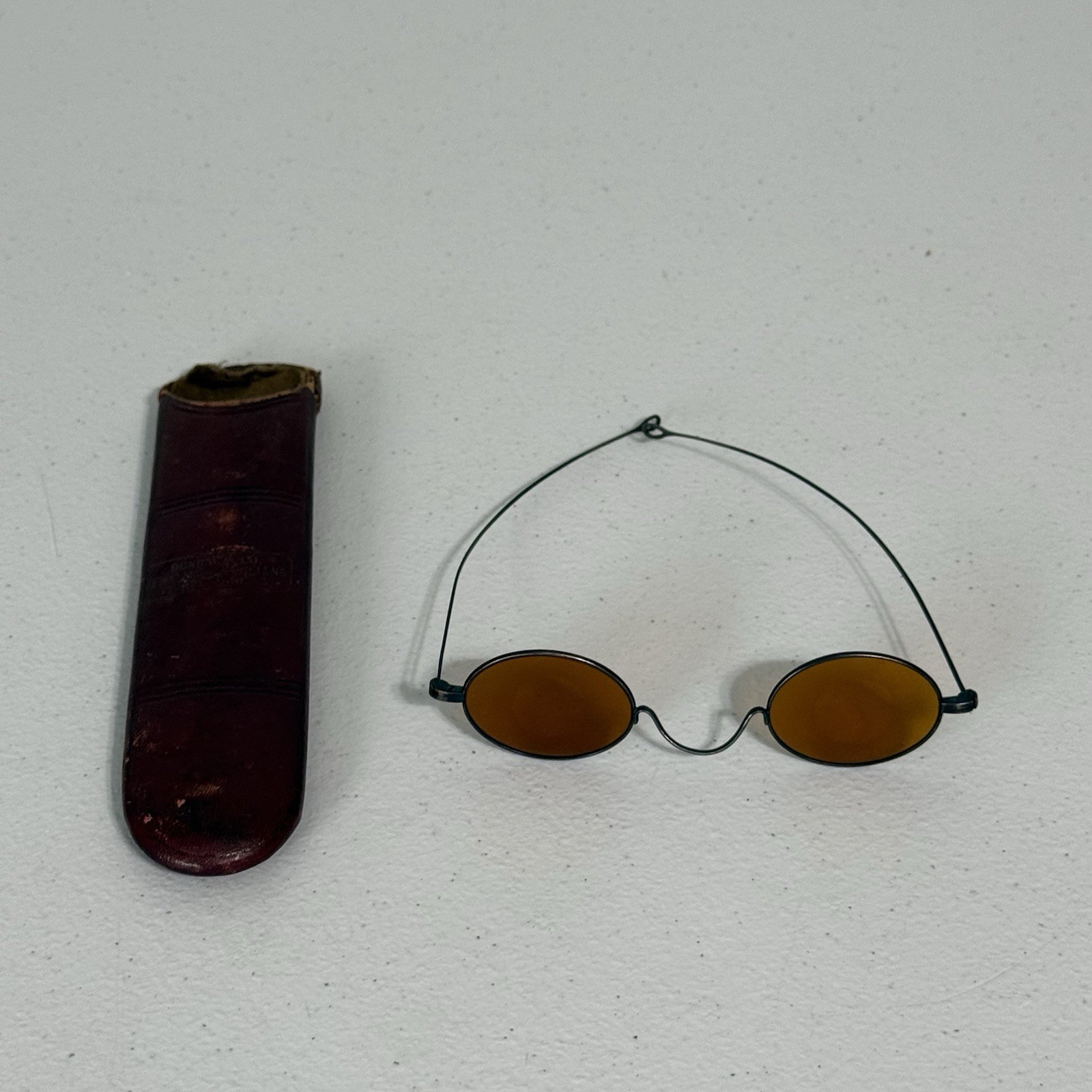ORIGINAL PERIOD CIVIL WAR AMBER SHARPSHOOTER GLASSES WITH ORIGINAL CASE