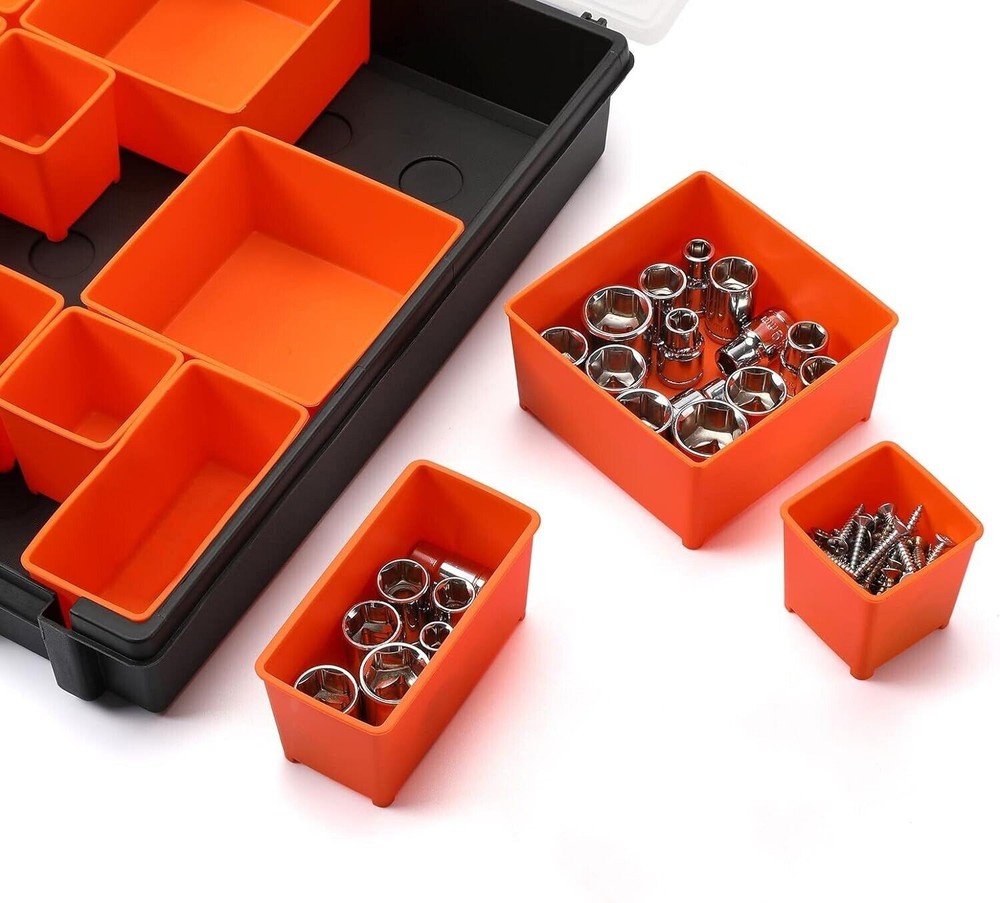 Multi-Purpose Toolbox Professional Organizer w 22 Bin Compartments Box Organizer