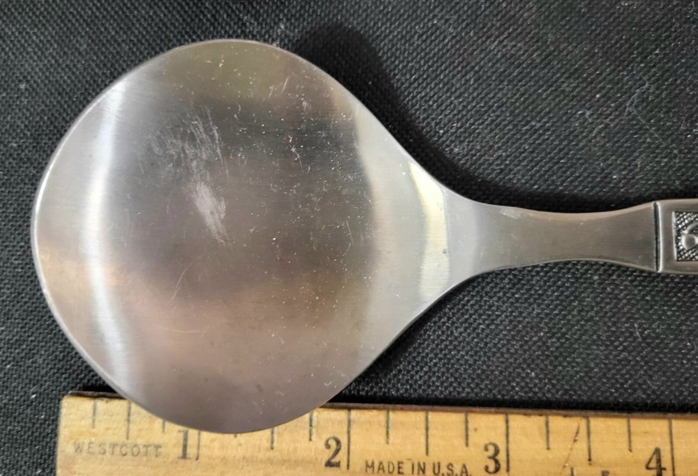 Vintage ONEIDA MCM Stainless Salad Spoon & Fork Serving Set Japan Scroll Pattern