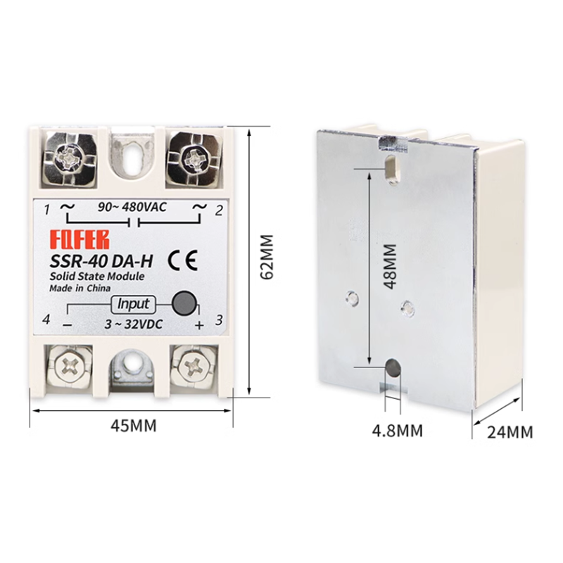SSR-25/40DA-H/60DA-H/80DA-H/100DA-H Single Phase Solid State Relay DC Control AC