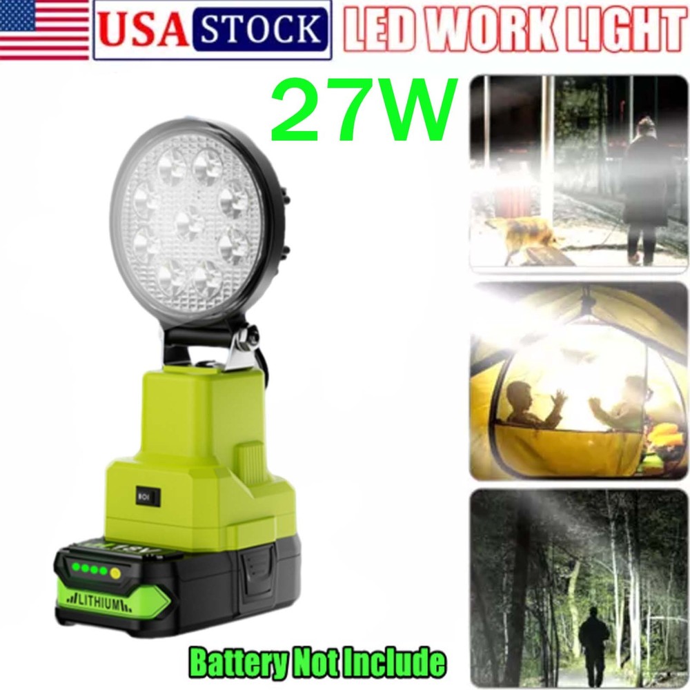 27W Cordless Portable Work Light For RYOBI 18V Battery Camping Light Flashlight