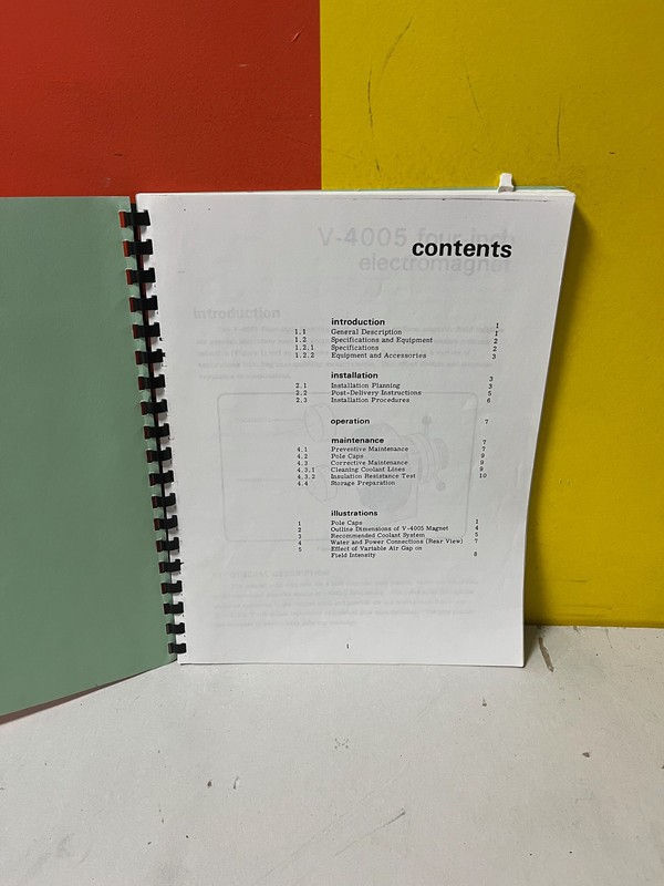 Varian V-4005 System Operating and Service Manual