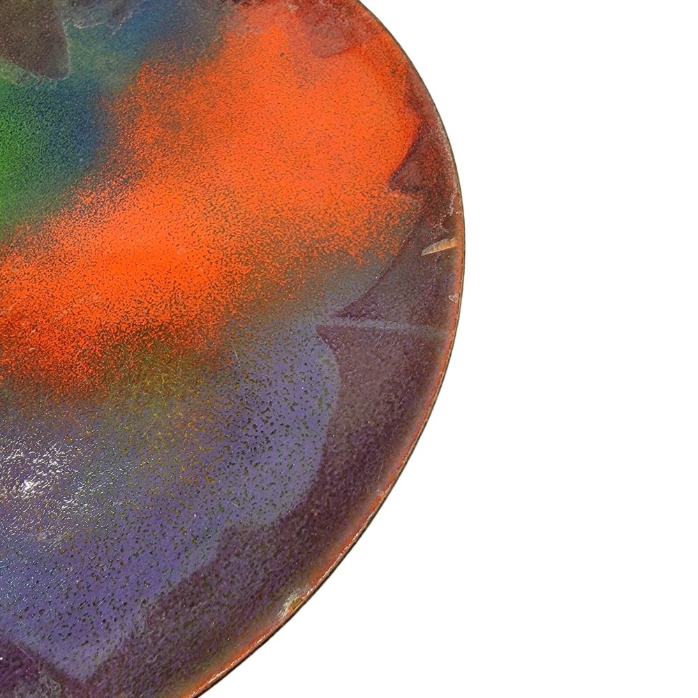 Abstract Aurora Borealis Maple Leaf Enamel On Copper Plate