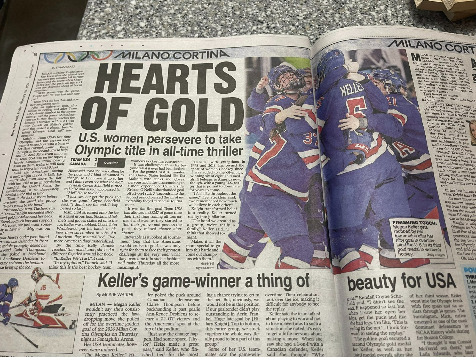 NY Post Newspaper 2/20/26 USA Hockey & Alysa Liu Win Olympic Medals Gold Stars