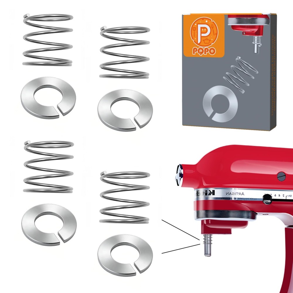4 Pack Stainless Steel Spring & Washer Kit Compatible with 4.5-8 Quart, White