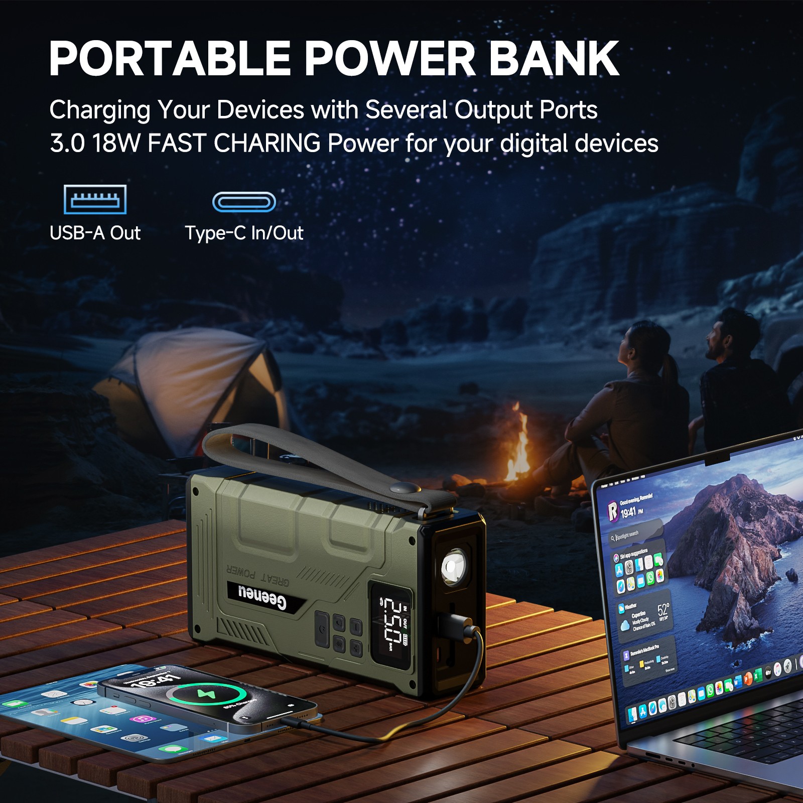 8000A Portable Car Jump Starter With Air Compressor Pack Booster 12V Power Bank