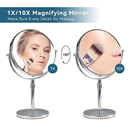 17" Tall Tabletop Magnifying Makeup Mirror Height Silver-8in-height Adjustable