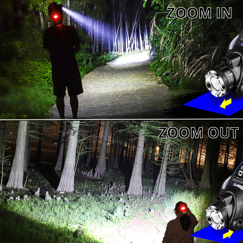 LED Headlamp USB Rechargeable Headlight Head Torch Outdoor Waterproof 25000LM