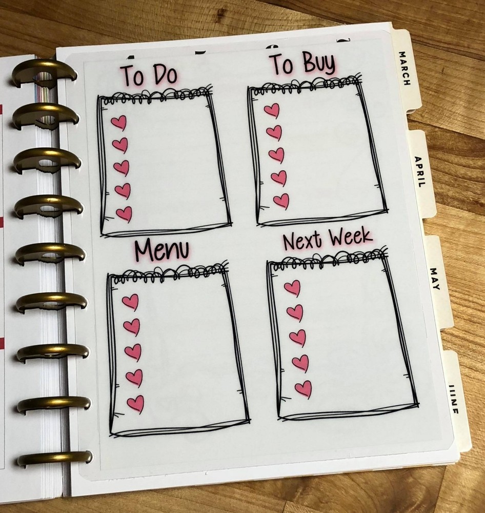Daily To Do Lists Dashboard Insert for use with Classic HAPPY Planner-