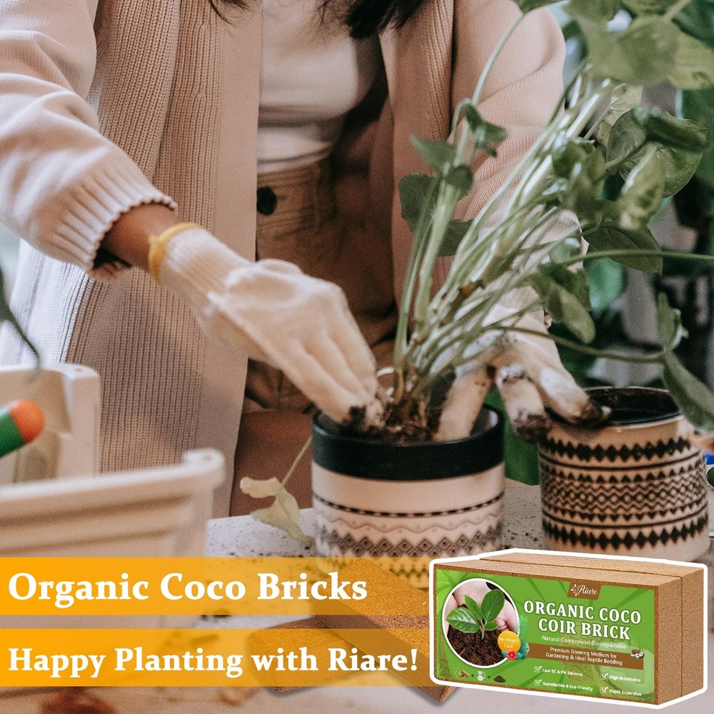 2pcs Organic Coco Coir Bricks Soil Blocks- 100% Natural Compressed Coco Peat ...