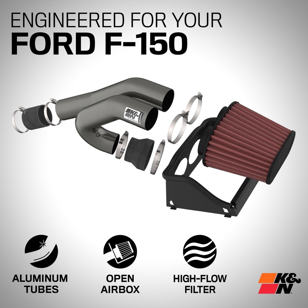 K&N Cold Air Intake System: High-Flow Air Filter, Increase Performance & Towing: