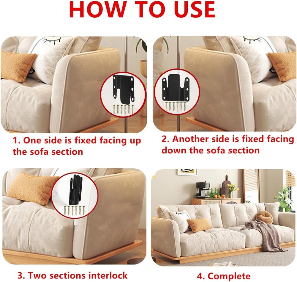 8 Pcs Universal Sectional Sofa Interlocking Couch Clips Sofa Connectors Bracket