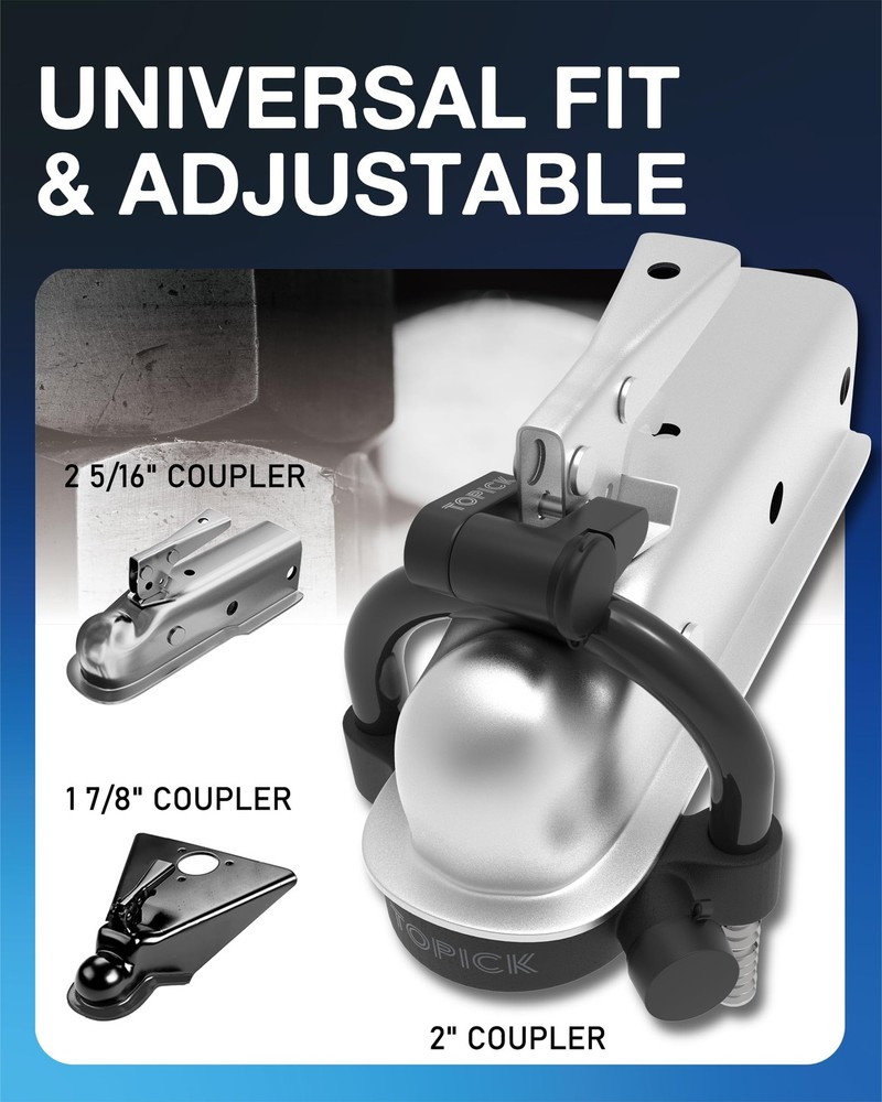 TOPICK Keyed Alike Trailer Coupler Lock Set, Kit Include Black
