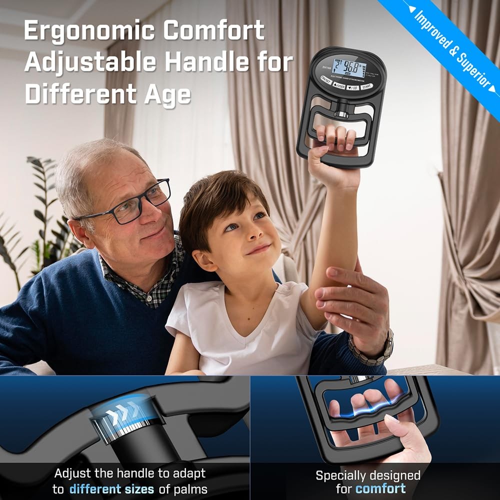 Hand Grip Strength Tester Trainer - Electronic Hand Dynamometer Forearm Grip ...