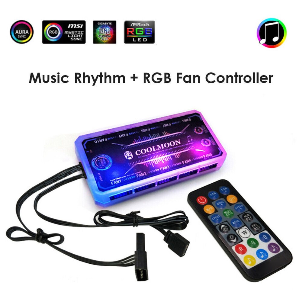 PC Cooling Fan Hub RGB Fan ARGB Controller Remote Control Computer Case Adapter