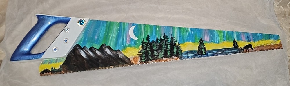 Northern Lights Handpainted Saw
