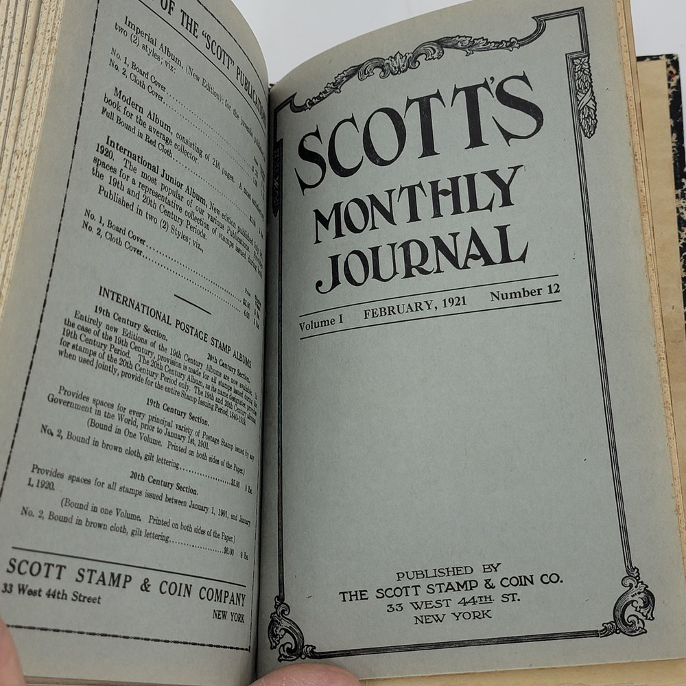 Scott's Monthly Journal Stamps Coins 1920 - 1921 Hardcover book