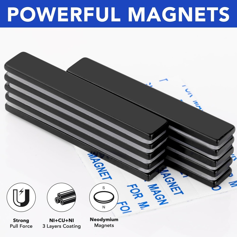 Waterproof Neodymium Magnet Strips - 10 lbs Pull Force for DIY Projects