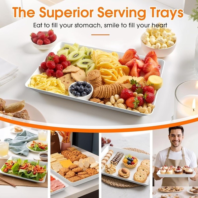 Durable Stackable Plastic Serving Plates Set Parties Picnics & Everyday Use