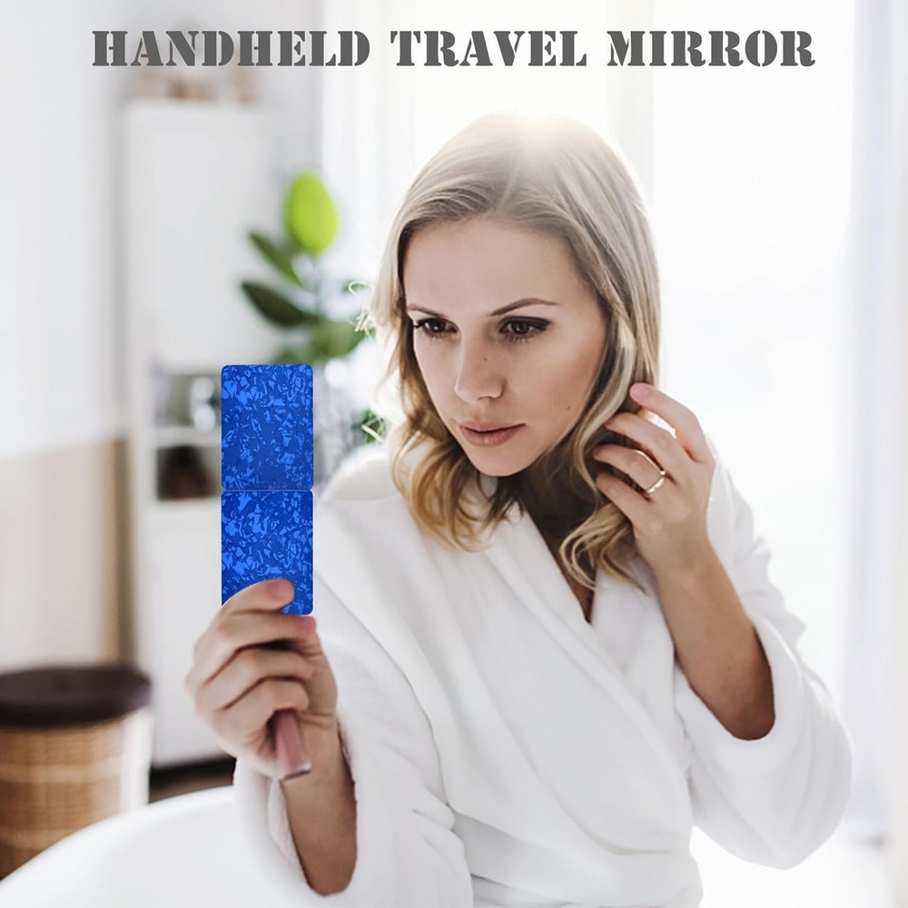 Portable Rectangular Makeup Mirror with Magnifying Side - Perfect for Travel