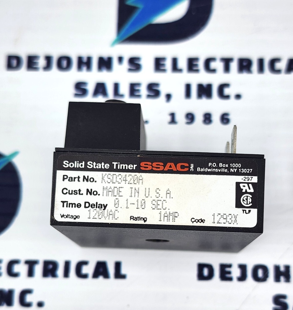 SSAC KSD3420A TIME DELAY 1-10, 120VAC, 1 AMP SOLID STATE TIMER (JV3)