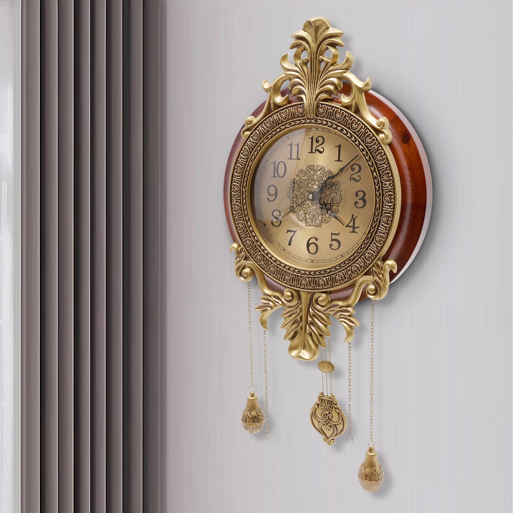 Retro Wall Clock with Pendulum Silent Wall Clock Battery Operated Wall Clock