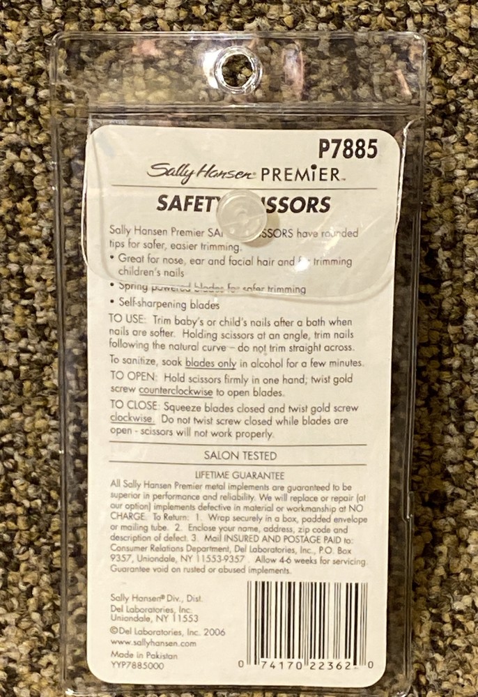 Sally Hansen Premier Safety Scissors P7885 Spring Powered Self Sharpening