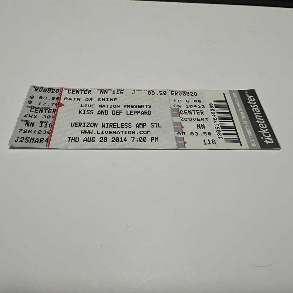 KISS & DEF LEPPARD Band Full Ticket Stub Unused Aug 2014 ST. Louis