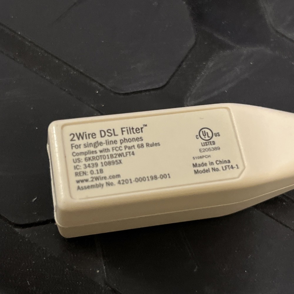 2Wire DSL Filter for Single-Line Phones LFT4-1PT Inline Adapter