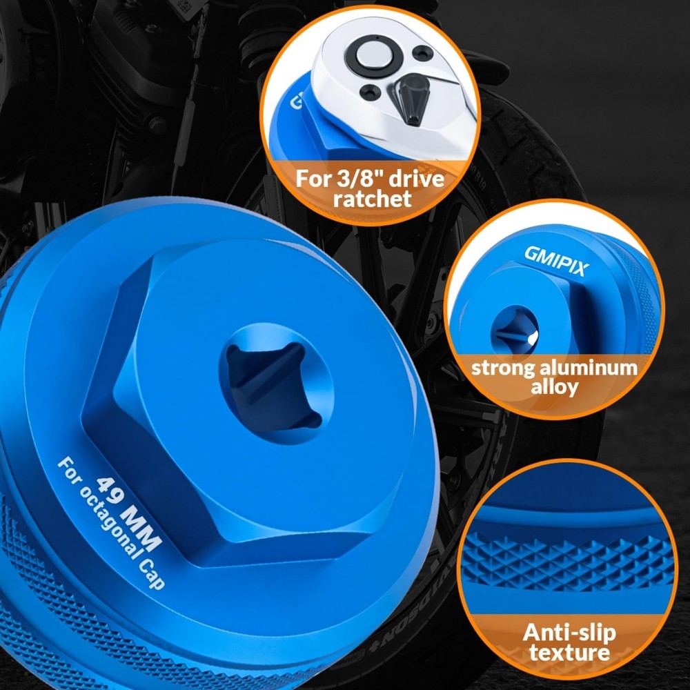 GMIPIX 49mm 8-Point Fork Cap Socket Tool Motorcycle Octagonal