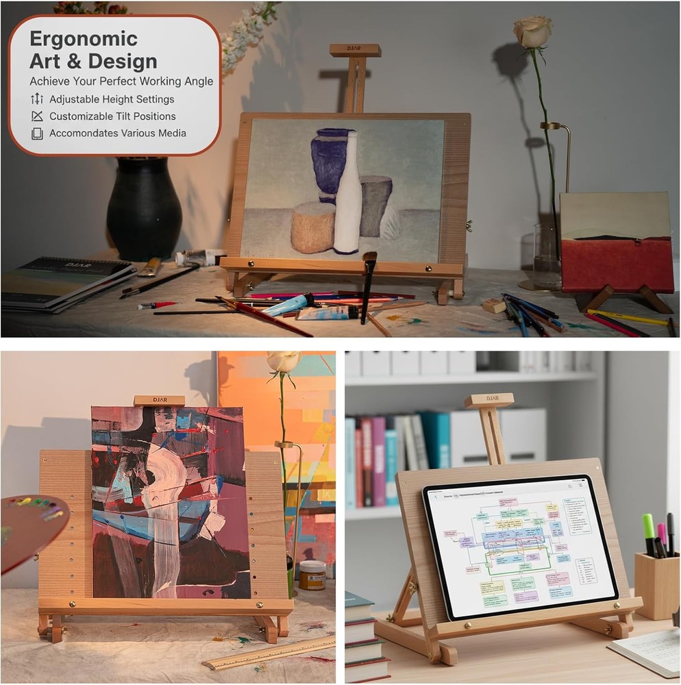 Tabletop Easel Painting Adjustable Solid Beech Wood Table Top Easel Stand