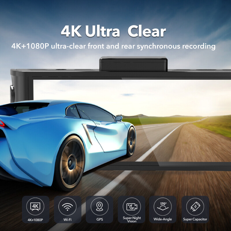 REDTIGER Front and Rear 4K Dash Cam with Hardwire Kit and 128GB Card