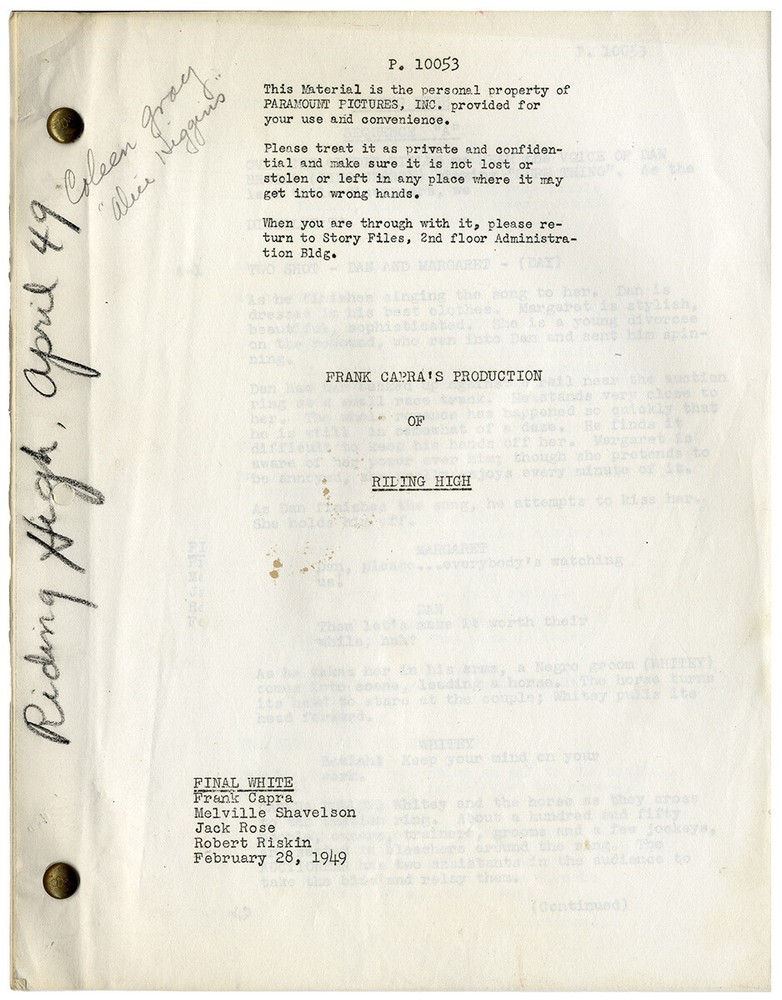 RIDING HIGH (Feb 28, 1949) Final White script