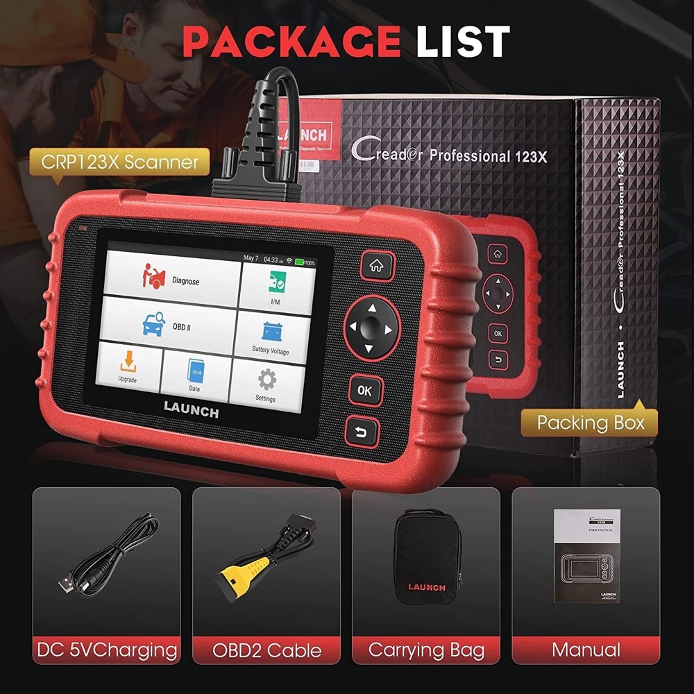 LAUNCH CRP123X V3.0 OBD2 Scanner Engine ABS SRS Code Reader Car Diagnostic Tool