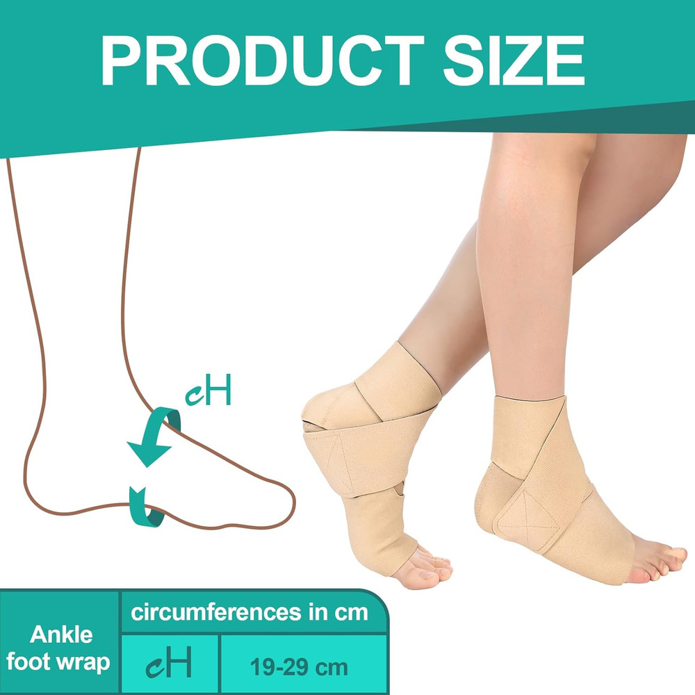 2-Pack Ankle & Foot Compression Wraps, Adjustable Lymphedema Support Braces Unis