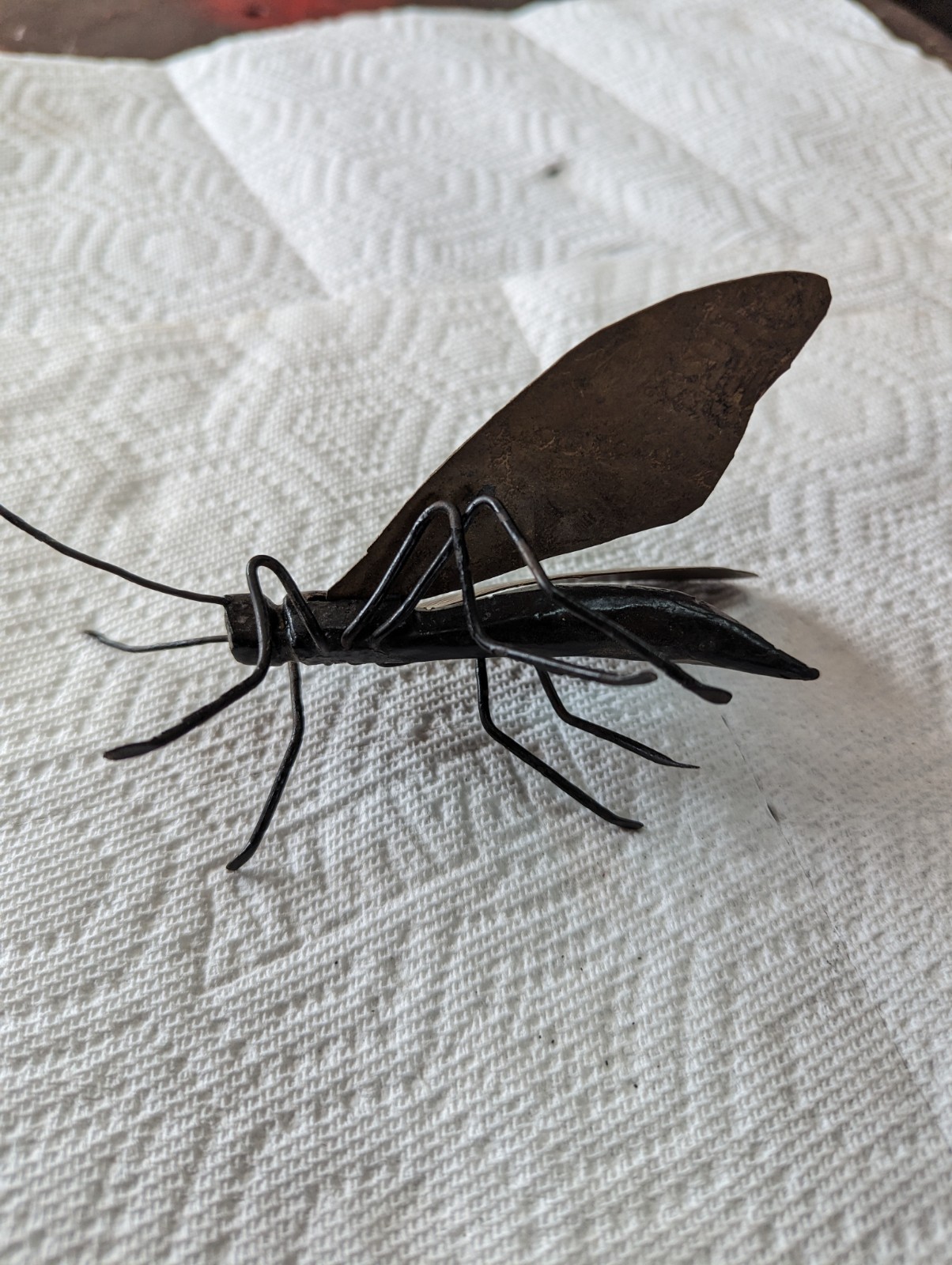 Japanese Okimono Vintage Brass Iron Insect Sculpture Bee 5"