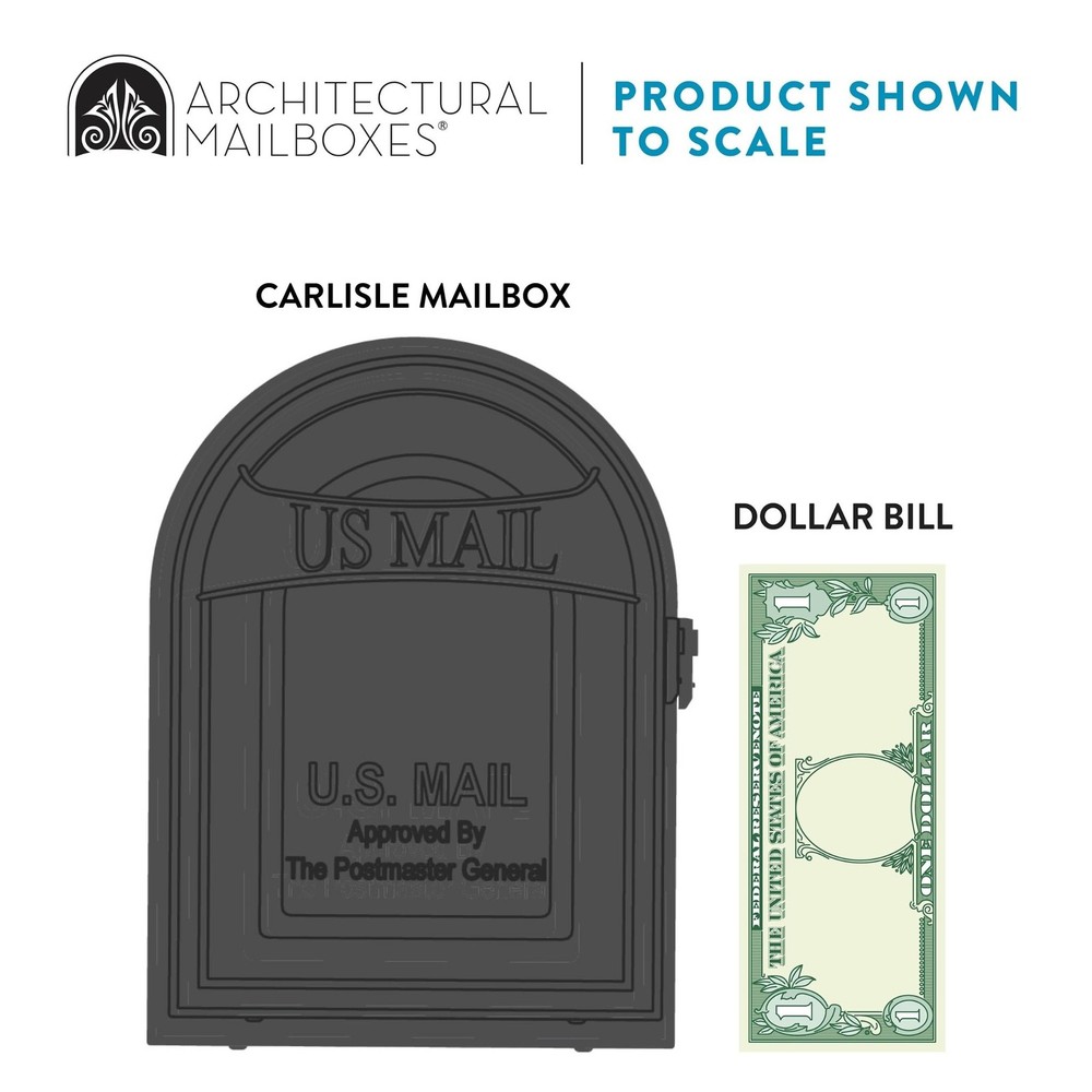 Architectural Mailboxes 8760B-10 Carlisle Postmount Mailbox, Medium, Black