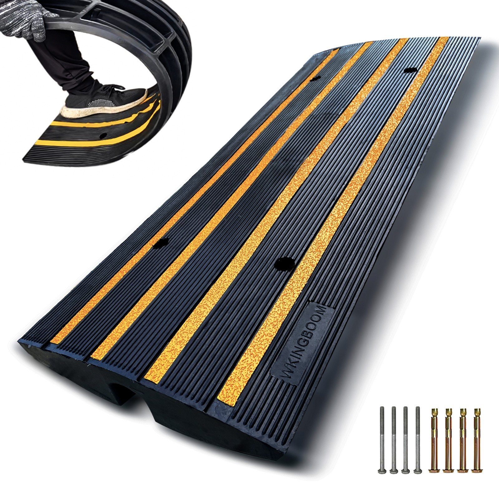2.6" Rise Rubber Driveway Curb Ramp 15T Heavy Duty Load Threshold Ramp 1 PACK
