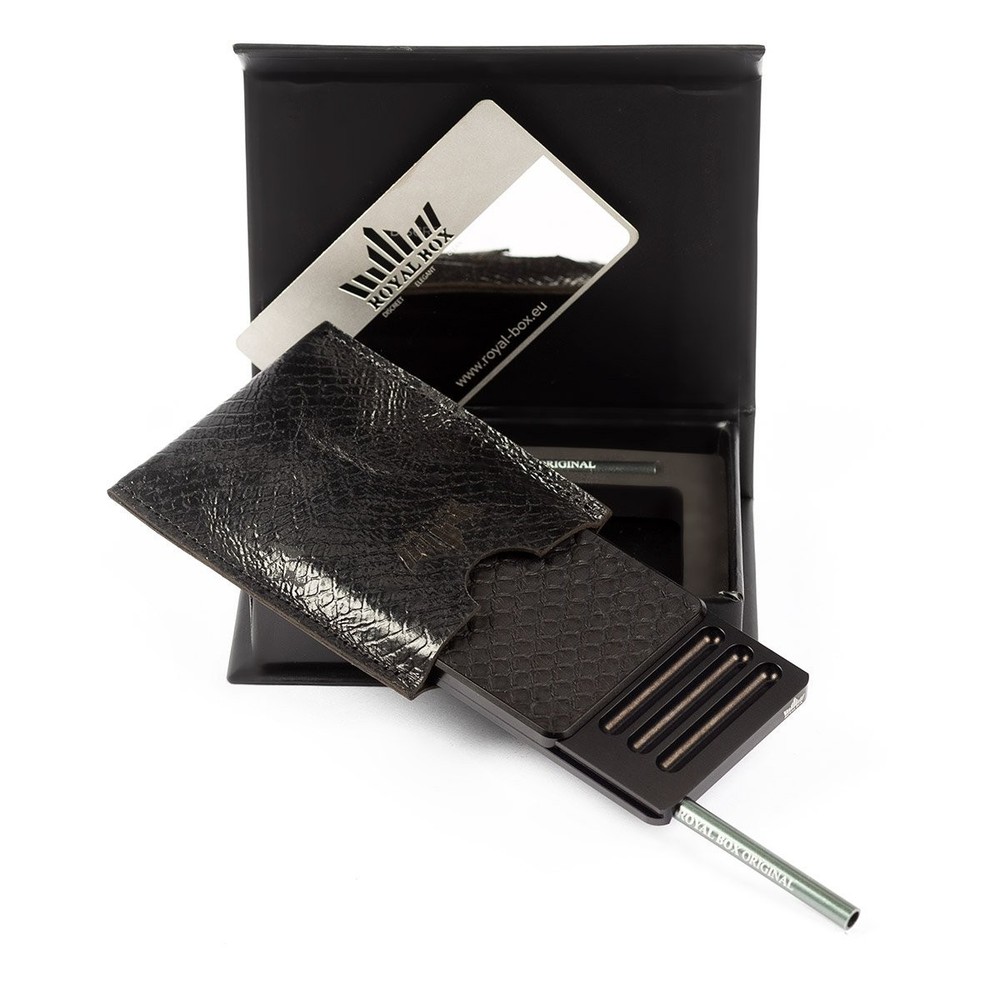 NEW Royal Python Black Snuff Storage Box 3” Built In Straw