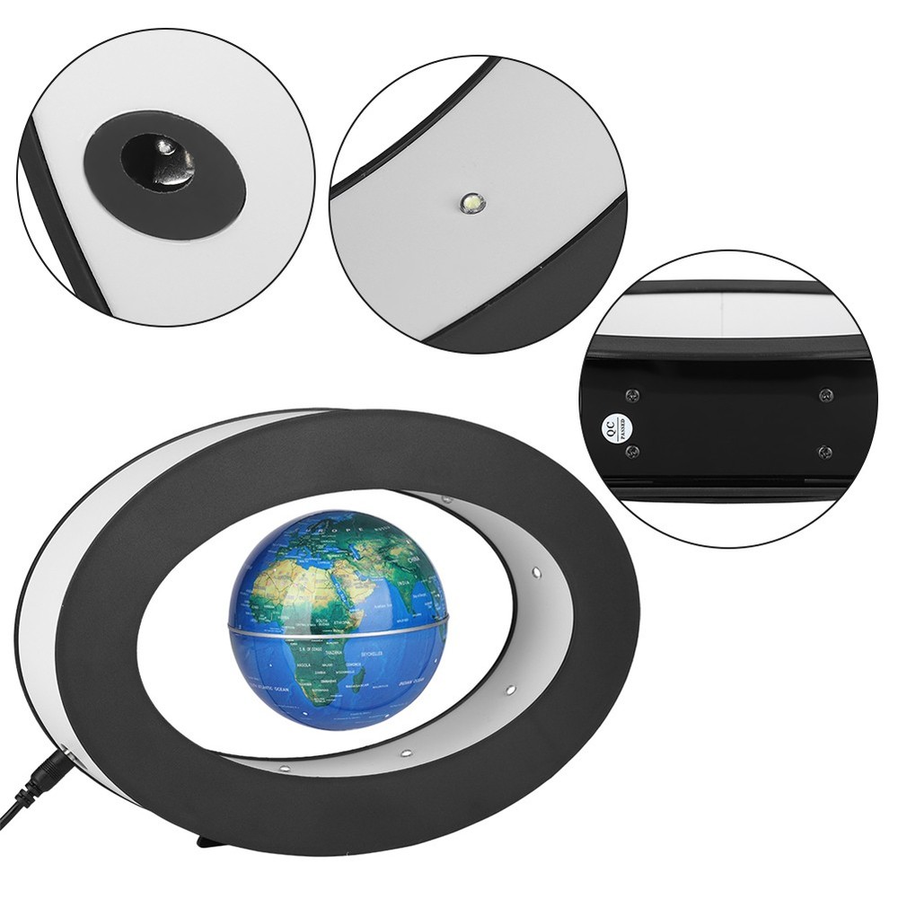 (Blue US Plug)Electronic Magnetic Levitation Floating Globe With LED Light