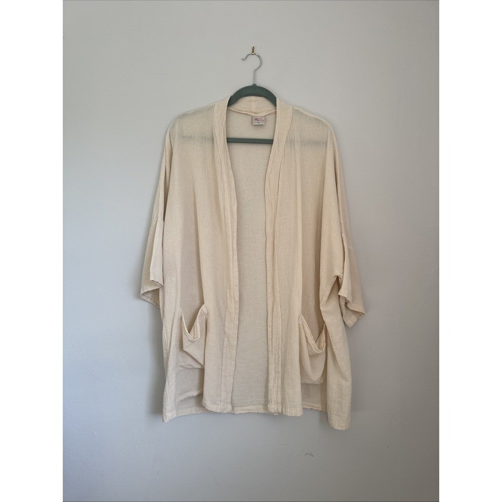 Manta Del Lago Kimono Oatmeal Jacket Women Large With Pockets