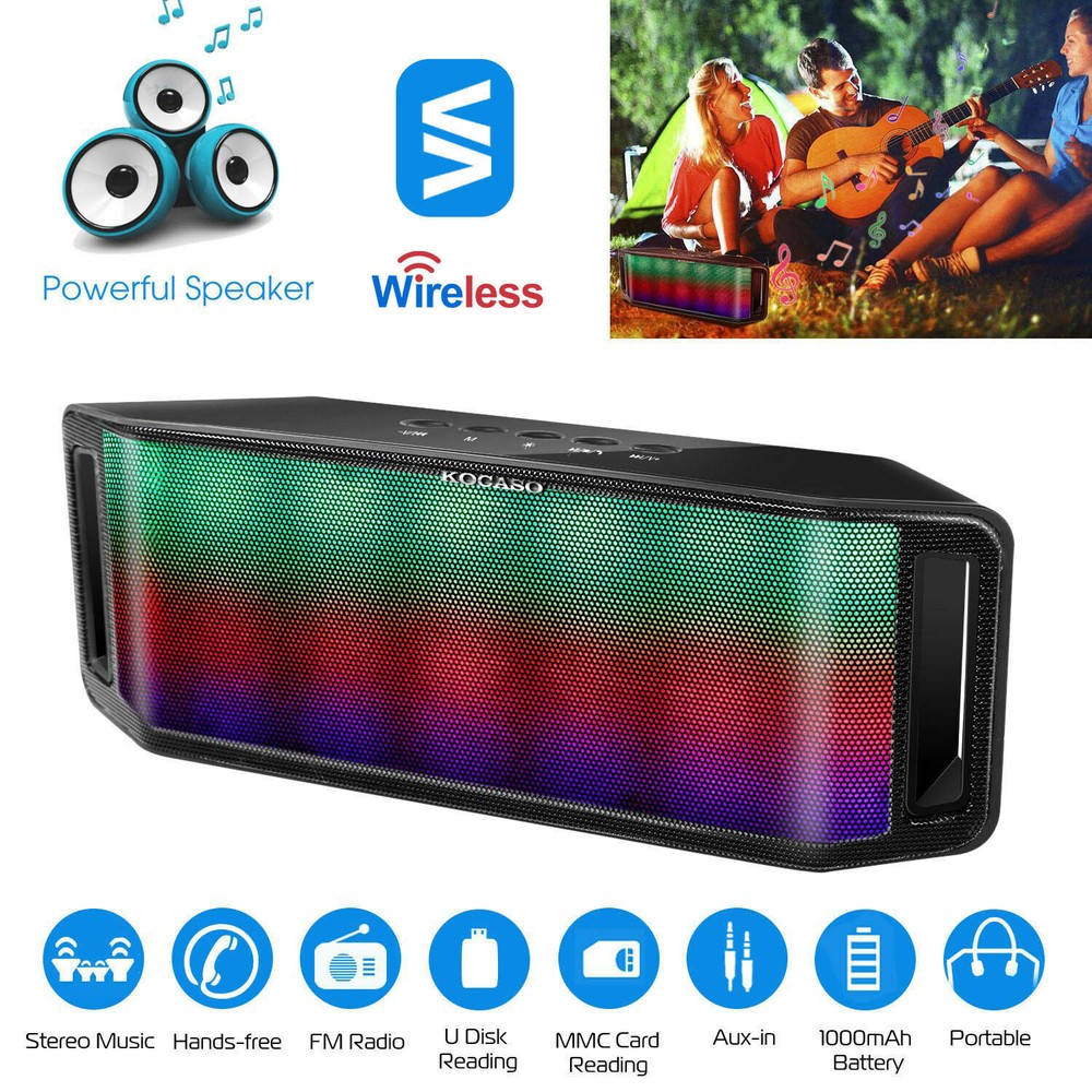 Portable LED Wireless Speaker Multicolor Dancing Light Speakerphone Mic Bass