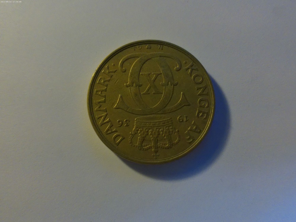 1936 Denmark 2 Kroner Coin