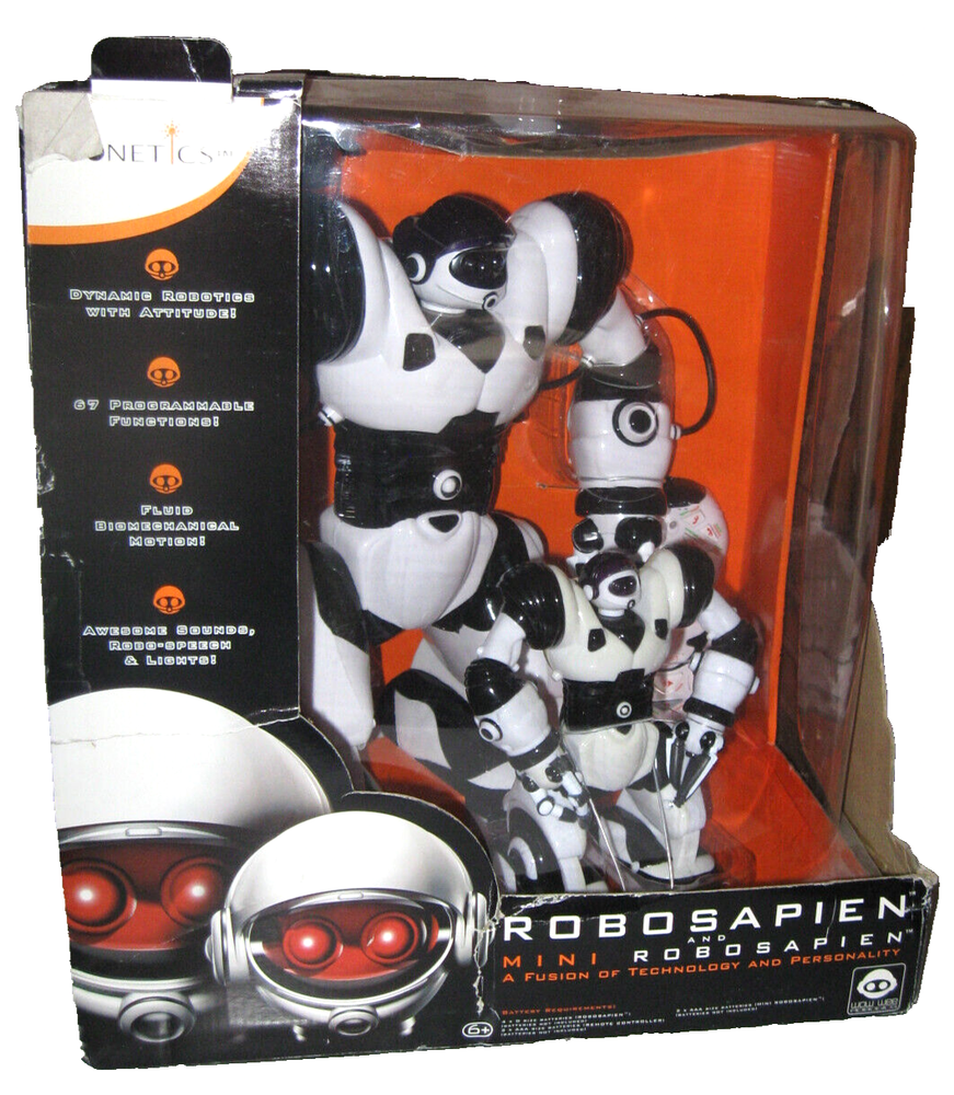 WowWee Robosapien White Black Robot Combo Large Mini RC Remote Control Damaged