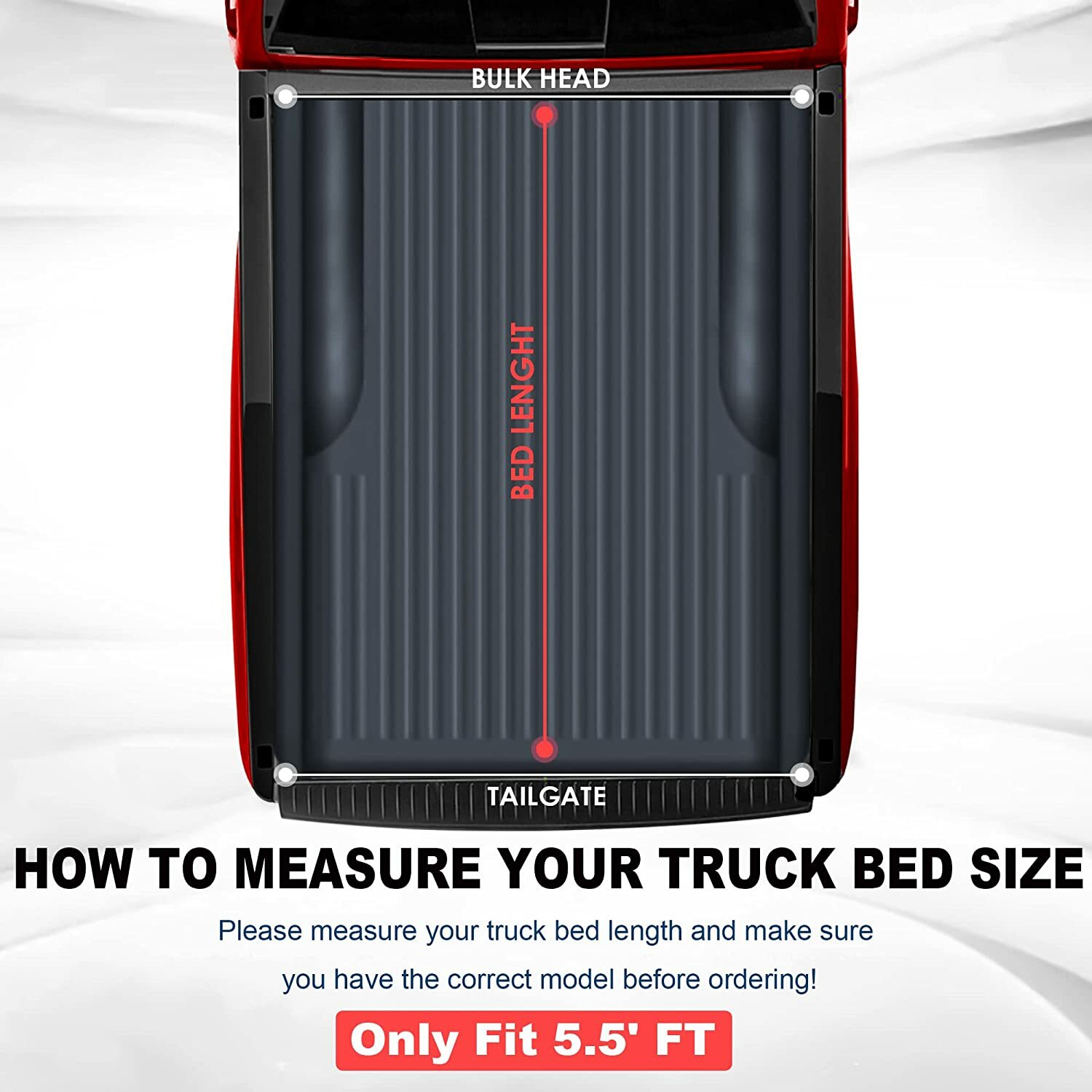 5.5FT Quad Fold/4 Fold Soft Truck Bed Tonneau Cover For 2015-2024 Ford F150