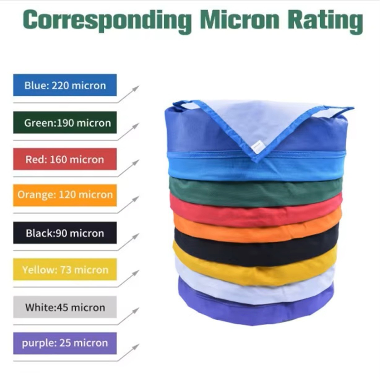 5 gallon - 8 bags Flower Ice Extraction Multi-Micron Filter Bag Kit