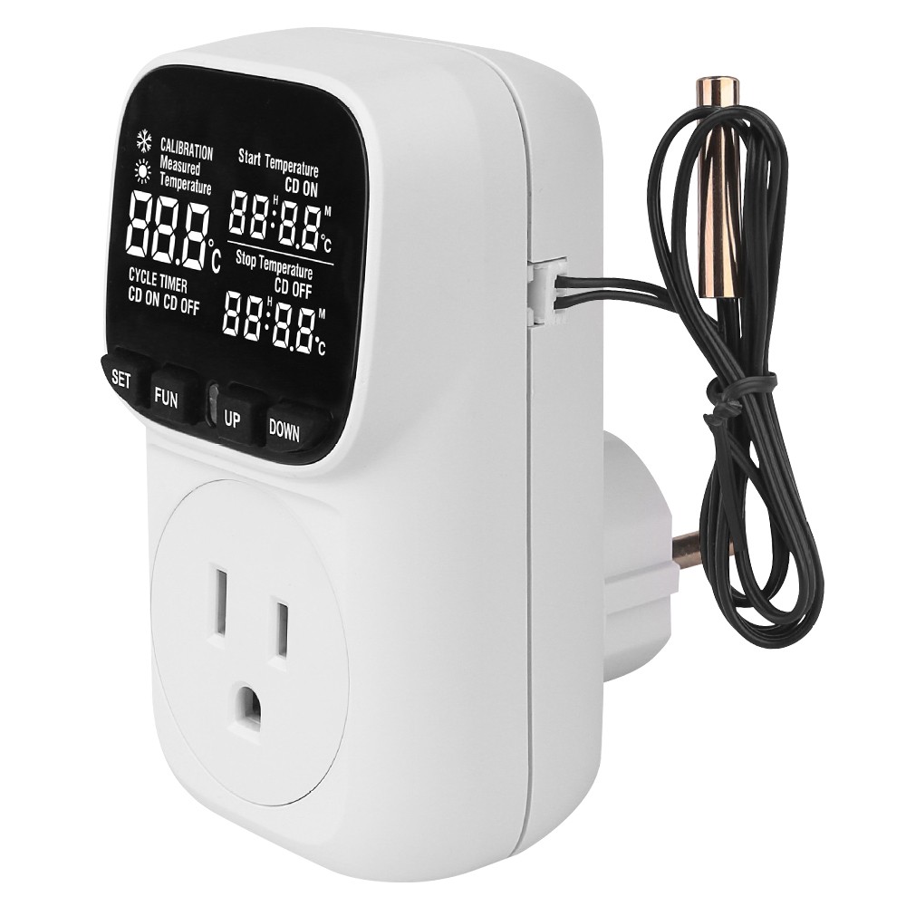 Digital Temperature Controller, Thermostat Outlet Plug,Cyclic Timing White