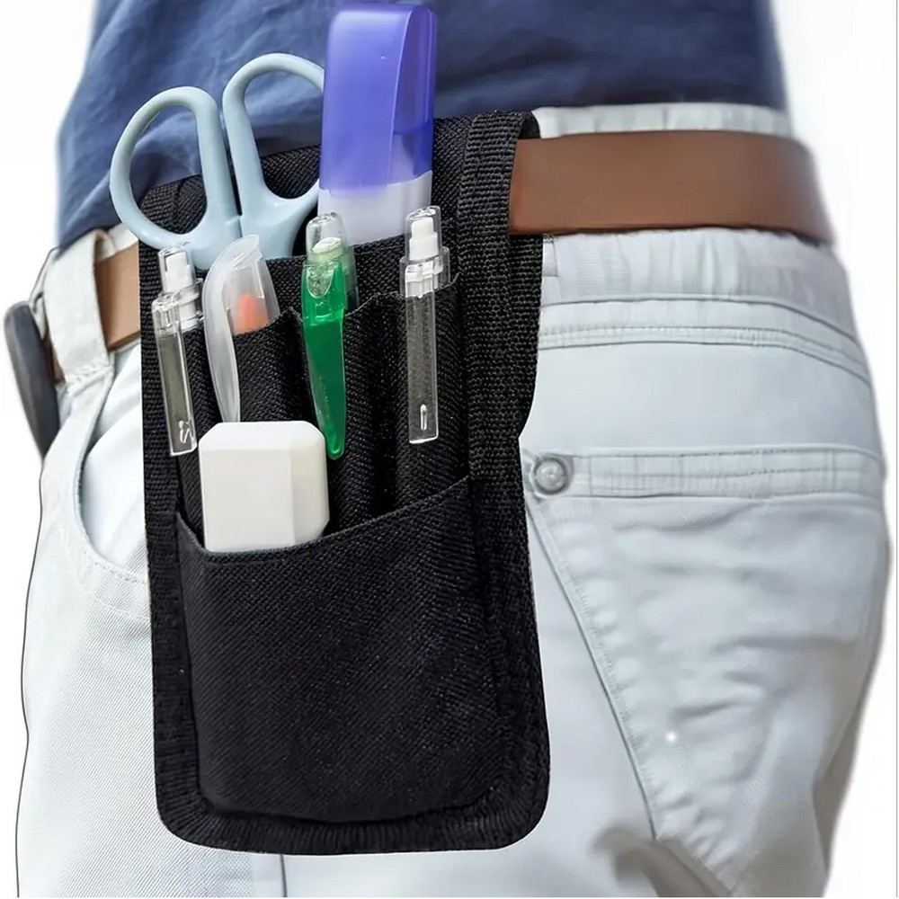 2 Pcs Belt Pen Holder, Multifunctional Adjustable Black