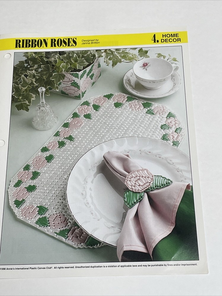 Ribbon Roses Place Mat Set Annie's Attic Plastic Canvas Pattern