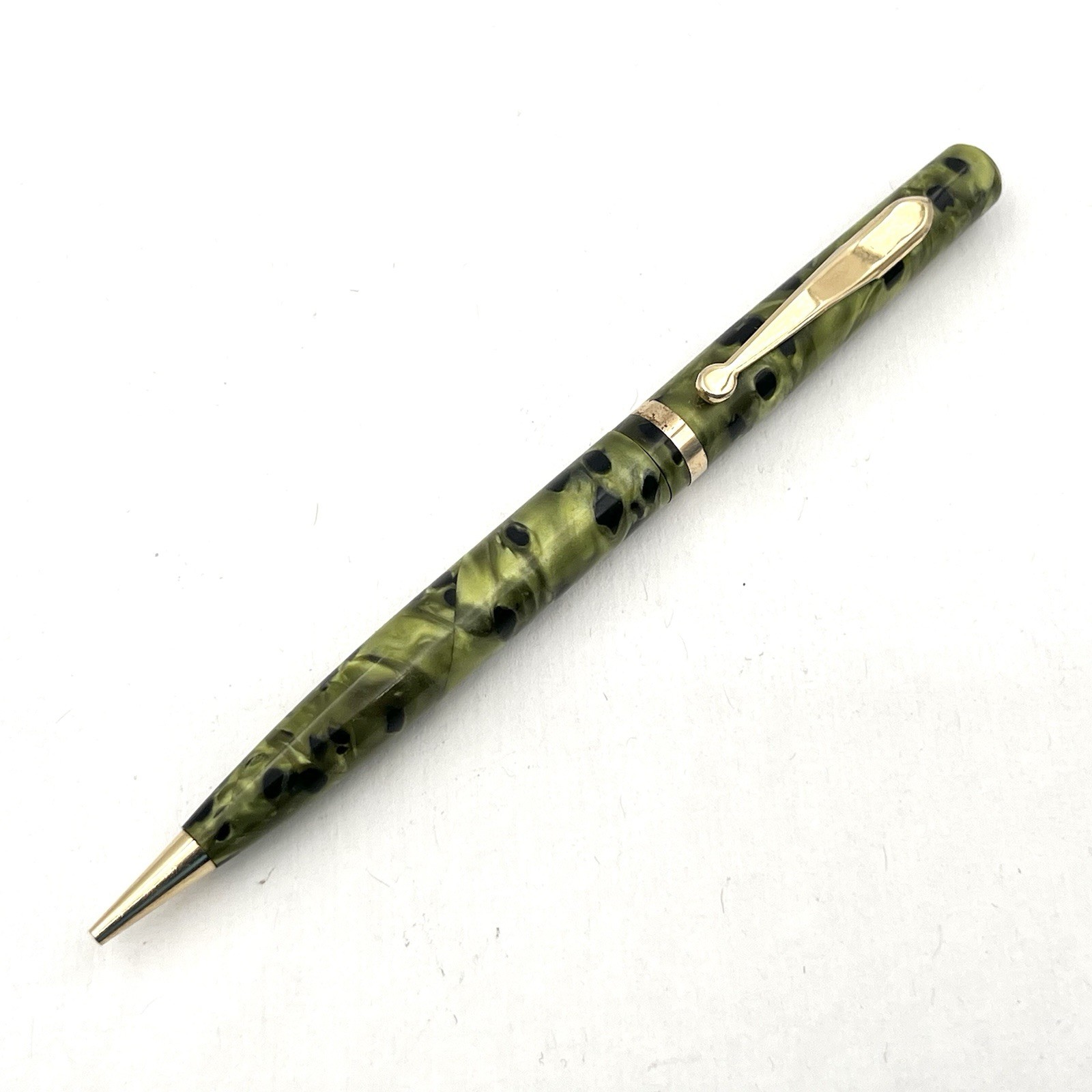 VTG Wasp Pen Co. Clipper Green Fog Gold Trim 4-7/8" Twist Pencil